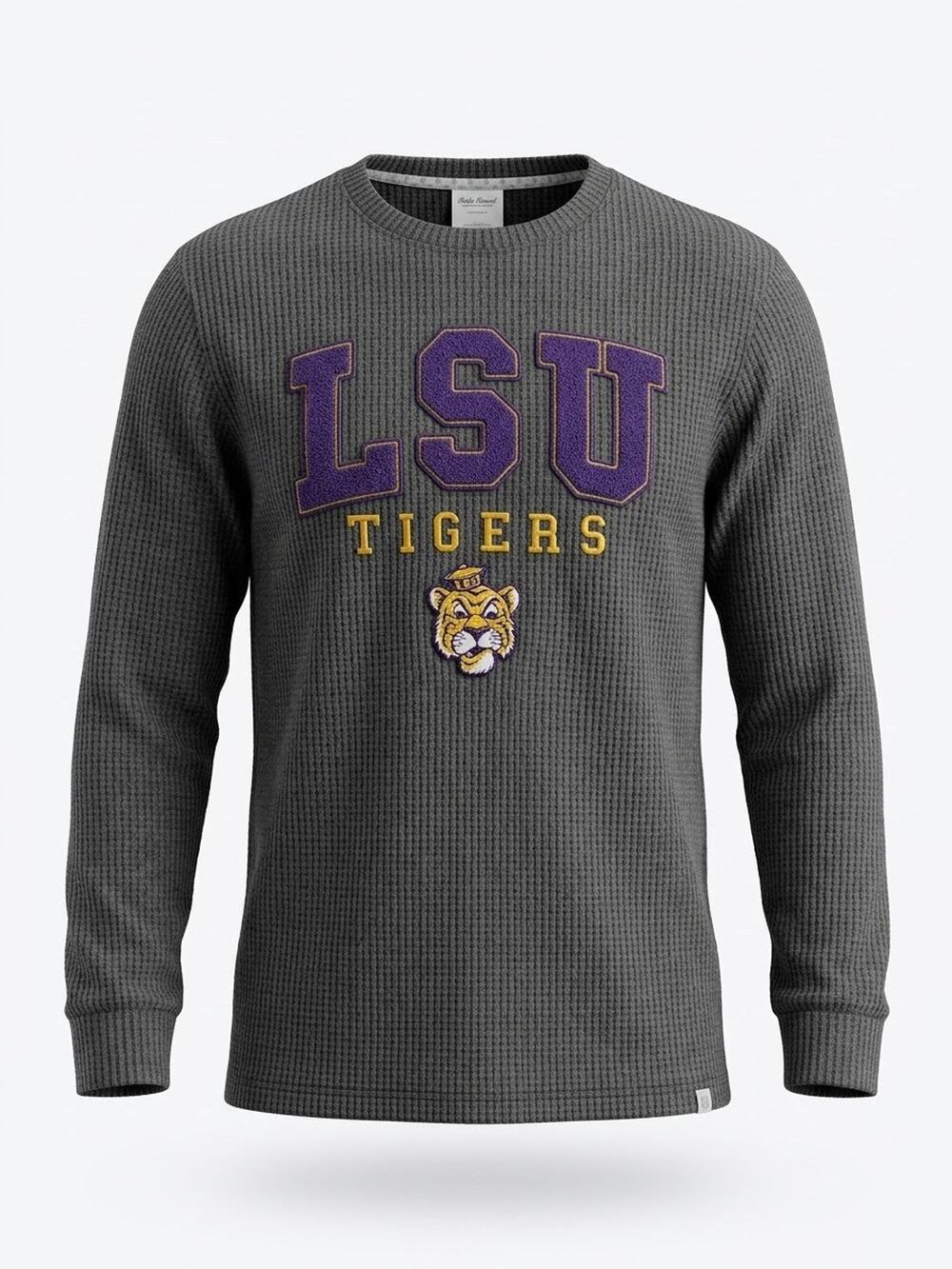 Men's LSU Tigers Colosseum Charcoal Thermal Long Sleeve Shirt - L